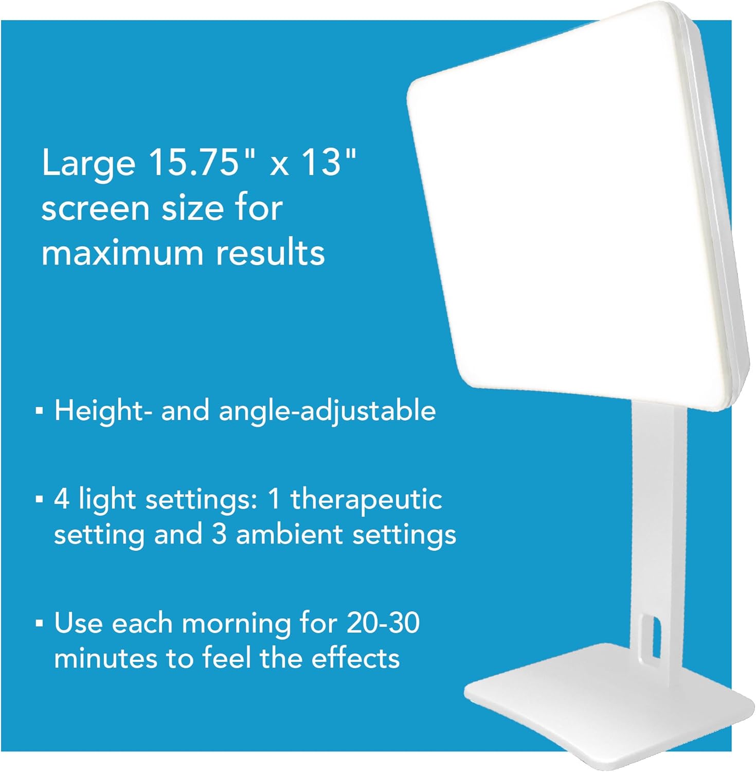 Carex Day-Light Elite Bright Sunlight Therapy Lamp, 10000 LUX Therapy Lamp at 12 Inches, LED Bright White Light with Adjustable Height and Brightness Levels for Mood, White